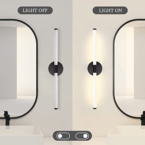 Black LED Bathroom Vanity Lights, Modern 4000k Bathroom Light Fixtures Over Mirror, 16W 23.6in Vanity Lighting Fixtures with 360° luminous, Wall Sconces Lighting for Bathroom, Mirror, Living Room