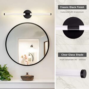 Black LED Bathroom Vanity Lights, Modern 4000k Bathroom Light Fixtures Over Mirror, 16W 23.6in Vanity Lighting Fixtures with 360° luminous, Wall Sconces Lighting for Bathroom, Mirror, Living Room