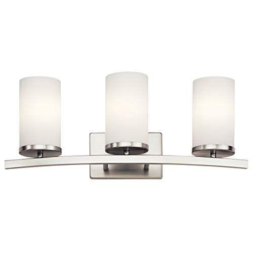 Kichler Crosby 23" 3 Light Vanity Light Satin Etched Cased Opal Brushed Nickel ,White