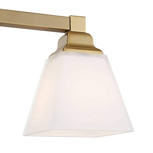 Regency Hill Mencino Opal Modern Wall Mount Light Warm Brass Gold Metal Hardwired 12 1/2" Wide 2-Light Fixture Etched Glass Shade for Bedroom Bathroom Vanity Reading Living Room Hallway