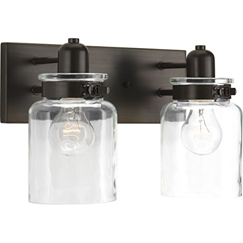 Calhoun Collection 2-Light Clear Glass Farmhouse Bath Vanity Light Antique Bronze