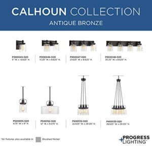 Calhoun Collection 3-Light Clear Glass Farmhouse Bath Vanity Light Antique Bronze