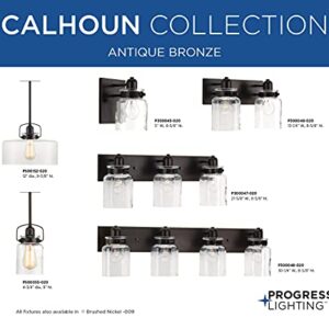 Calhoun Collection 3-Light Clear Glass Farmhouse Bath Vanity Light Antique Bronze