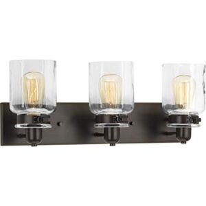 Calhoun Collection 3-Light Clear Glass Farmhouse Bath Vanity Light Antique Bronze