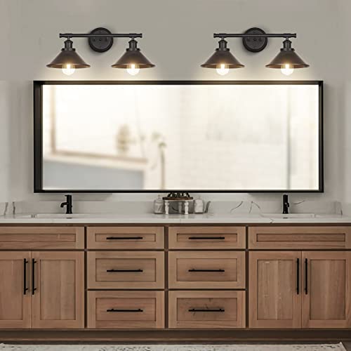 Licperron Black 2-Light Vanity Wall Sconce Lighting, Farmhouse Bathroom Wall Light Fixtures Over Mirror, Industrial Rustic Indoor Bathroom Vanity Lights for Cabinet Dressing Table Living Room