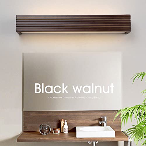 Baska Wood Bathroom Vanity Light Fixture LED Mirror Front Light, Rectangular Makeup Vanity Mirror Lighting Fitting, Living Room Bath Vanity Wall Sconce Modern Headboard Lamps