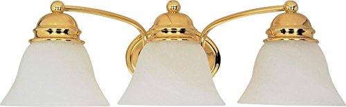 Nuvo 60/350 Three Light Empire Wall Vanity, 21 in, Polished Brass/Alabaster