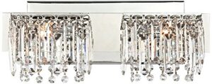 possini euro design hanging crystal modern wall light chrome silver metal hardwired 16 1/2" wide 2-light fixture mounted strand and prisms for bathroom vanity mirror house home hallway room decor