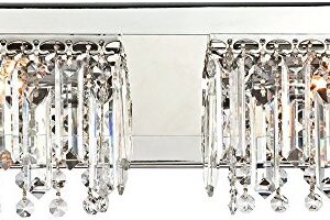 Possini Euro Design Hanging Crystal Modern Wall Light Chrome Silver Metal Hardwired 16 1/2" Wide 2-Light Fixture Mounted Strand and Prisms for Bathroom Vanity Mirror House Home Hallway Room Decor