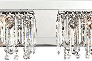 Possini Euro Design Hanging Crystal Modern Wall Light Chrome Silver Metal Hardwired 16 1/2" Wide 2-Light Fixture Mounted Strand and Prisms for Bathroom Vanity Mirror House Home Hallway Room Decor