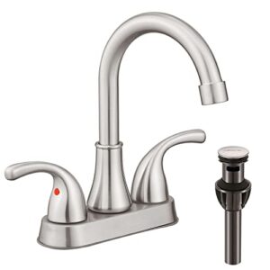 bathroom sink faucet fransiton 4 inch faucet 2 handle bathroom sink faucet lead-free brushed nickel bath sink faucet with pop-up drain stopper and supply hoses