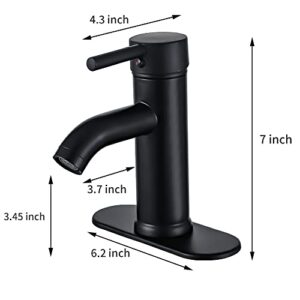 Black Bathroom Sink Faucet Single Hole Single Handle Bathroom Faucet Matte Black Vanity Faucet Modern RV Faucet Deck Mount 1 Hole or 3 Holes