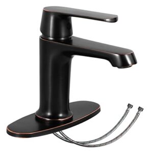 KAMMQI Bathroom Sink Faucet Oil Rubbed Bronze Bathroom Faucet Single Handle Bathroom Faucet-Farmhouse Vanity Faucet Modern RV Faucet Deck Mount 1 Hole or 3 Holes, Brass Mixer Tap