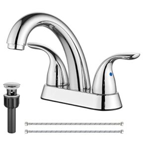 cinwiny polished chrome 4 inch centerset bathroom sink faucet deck mount two handles vanity faucet mixer tap with pop up drain assembly