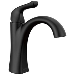 delta faucet arvo matte black bathroom faucet, single hole, black, single handle, bathroom sink faucet, drain assembly included 15840lf-bl