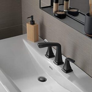 Delta Faucet Vesna Widespread Bathroom Faucet 3 Hole, Drain Assembly, Worry-Free Drain Catch, Matte Black 35789LF-BL