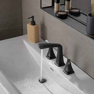 Delta Faucet Vesna Widespread Bathroom Faucet 3 Hole, Drain Assembly, Worry-Free Drain Catch, Matte Black 35789LF-BL