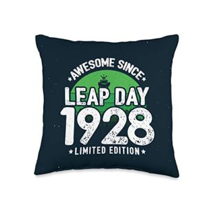 leap day birthday gifts awesome since 1928-leap day baby-leap year birthday throw pillow, 16x16, multicolor