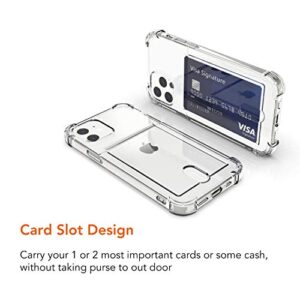 ANHONG Upgrade Clear Card Case Compatible with iPhone 12/12 Pro 6.1 inch, Slim Fit Thin Protective Soft TPU Shock-Absorbing Wallet Case with Card Holder