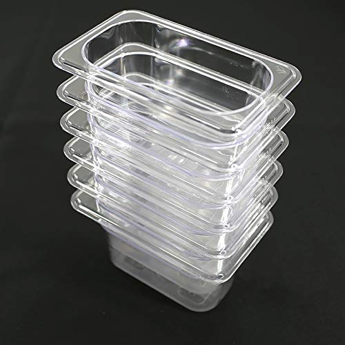 CMI 1/9 Size Polycarbonate Food Pans,4"Deep, GN Pans Clear-Pack of 6