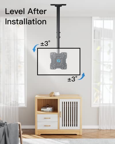 Pipishell Ceiling TV Mount, Full Motion TV Bracket for Most 13-37 inch TVs up to 60 lbs, Hanging TV Mount with Swivel, Tilt, Adjustable Height, Max VESA 200x200mm, PICM1