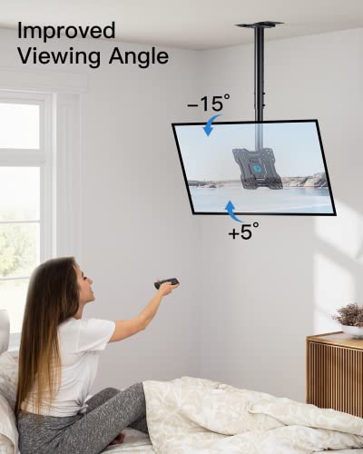 Pipishell Ceiling TV Mount, Full Motion TV Bracket for Most 13-37 inch TVs up to 60 lbs, Hanging TV Mount with Swivel, Tilt, Adjustable Height, Max VESA 200x200mm, PICM1