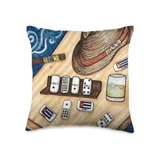 Cuba DD Co Cuba Mi Abuelo Dominos Cuban Cigar Artist Throw Pillow, 16x16, Multicolor