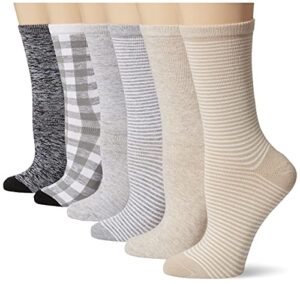amazon essentials women's casual crew socks, 6 pairs, buffalo check, 8-12