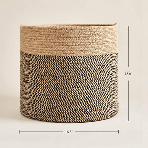 Goodpick Large Black Jute Rope Basket (Set of 2)