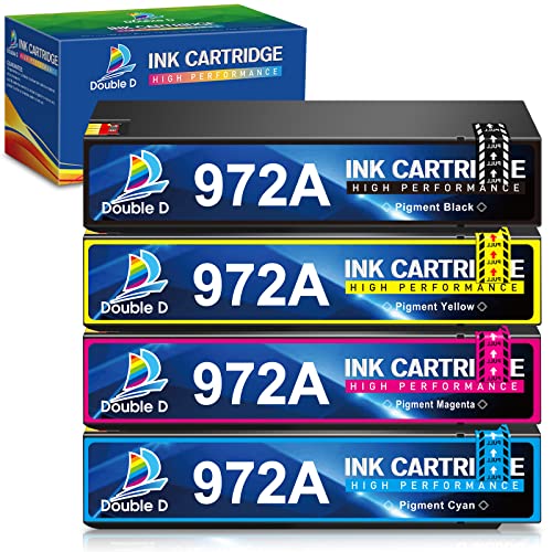 DOUBLE D (Upgraded Chip Compatible Ink Cartridge Replacement for HP 972 972A for HP PageWide 377dw, PageWide Pro 477dw 477dn 577dw 577z 452dn 452dw 552dw P55250dw P57750dw, 4PACK