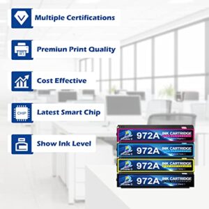 DOUBLE D (Upgraded Chip Compatible Ink Cartridge Replacement for HP 972 972A for HP PageWide 377dw, PageWide Pro 477dw 477dn 577dw 577z 452dn 452dw 552dw P55250dw P57750dw, 4PACK