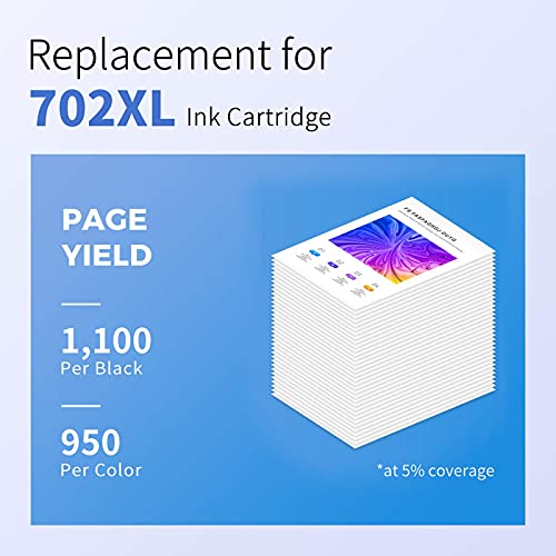 myCartridge SUPCOLOR Remanufactured Ink Cartridge Replacement for Epson 702XL 702 XL T702 T702 XL for Epson Workforce Pro WF-3720 WF-3733 WF-3730 (1 Black, 1 Cyan, 1 Magenta, 1 Yellow, 4 -Pack)