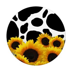 Cow Print and Sunflower PopSockets PopGrip: Swappable Grip for Phones & Tablets
