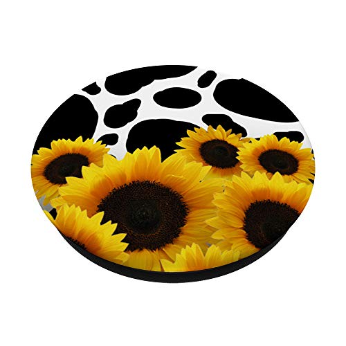 Cow Print and Sunflower PopSockets PopGrip: Swappable Grip for Phones & Tablets