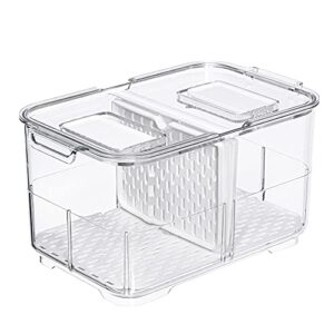 sanno vegetable fruit storage containers, produce saver containers refrigerator storage containers fresh produce saver with lids and vents,stackable salad lettuce keeper for refrigerator