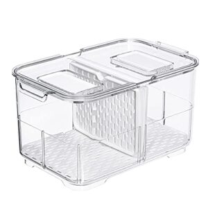 SANNO Vegetable Fruit Storage Containers, Produce Saver Containers Refrigerator Storage Containers Fresh Produce Saver with Lids and Vents,Stackable Salad Lettuce Keeper for Refrigerator