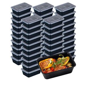 jmusttbo 50 pack food storage containers, disposable plastic bento lunch boxes meal prep containers with lids for microwavable freezer safe (750ml/25oz)
