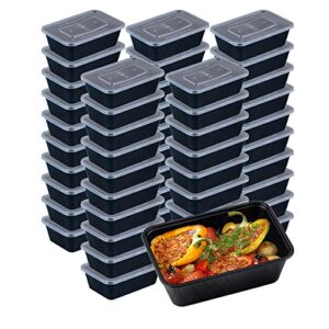 JMUSTTBO 50 Pack Food Storage Containers, Disposable Plastic Bento Lunch Boxes Meal Prep Containers with Lids for Microwavable Freezer Safe (750ml/25oz)