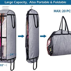 MISSLO Hanging Garment Bags for Travel Suit Bags for Closet Storage 50" Moving Bags for Clothes Dress Cover for Coat, Jacket, Shirt, Clothing