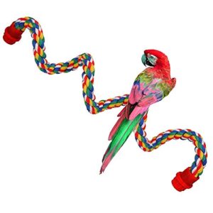 qr bird rope perch bird toys bird cage accessories both ends can be fixed colored ropes bend bungee natural for parakeets cockatiels, conures, macaws, lovebirds, finches