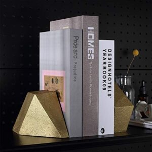 Ambipolar Decorative Gold Cast Iron Bookends, Home Decorative Bookends for Heavy Books, Abstract Bookends for Bookshelves, Office Desk, Living Room Decor