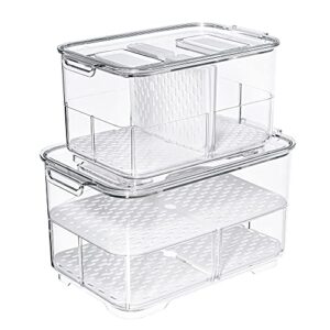 sanno vegetable fruit containers fridge food storage produce saver container stackable refrigerator freezer organizer fresh keeper drawers organizer set of 2