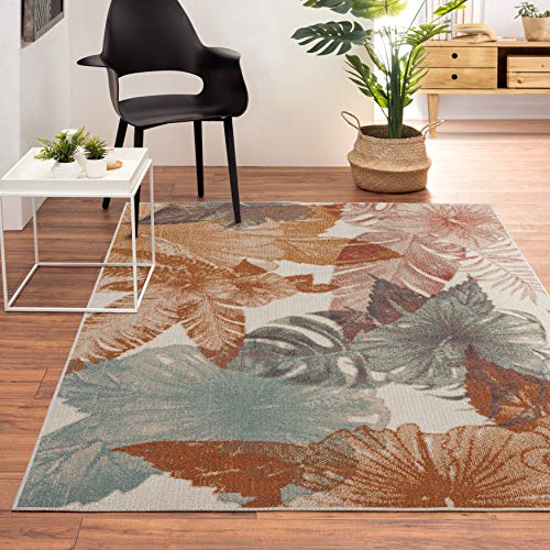 Lr Home Ox Bay Hibiscus Honey Botanical Tropical Woven Area Rug, Cream/Orange, 5'3" x 7'10"