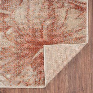 Lr Home Ox Bay Hibiscus Honey Botanical Tropical Woven Area Rug, Cream/Orange, 5'3" x 7'10"