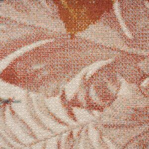 Lr Home Ox Bay Hibiscus Honey Botanical Tropical Woven Area Rug, Cream/Orange, 5'3" x 7'10"