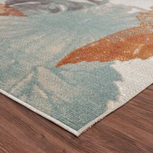 Lr Home Ox Bay Hibiscus Honey Botanical Tropical Woven Area Rug, Cream/Orange, 5'3" x 7'10"