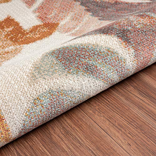 Lr Home Ox Bay Hibiscus Honey Botanical Tropical Woven Area Rug, Cream/Orange, 5'3" x 7'10"