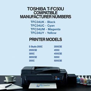 AZ SUPPLIES Compatible Toner Cartridge Replacement for Toshiba T-FC50U T-FC50U-K T-FC50U-C T-FC50U-M T-FC50U-Y E-Studio 2555C 2555CSE 3055C 3055CSE 3555C 3555CSE (Black Cyan Magenta Yellow - 4 Packs)