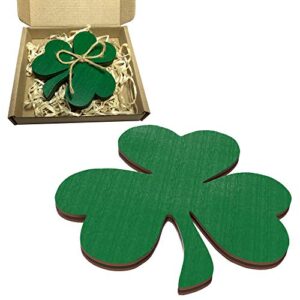 marolen shamrock wood coasters set patrick's day decor - includes 4pcs carved green leaves coasters for drinks - great gift for st patrick decorations - color green