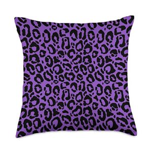 christmas decor & gnome christmas lover gift purple leopard cheetah print animal lover throw pillow, 18x18, multicolor